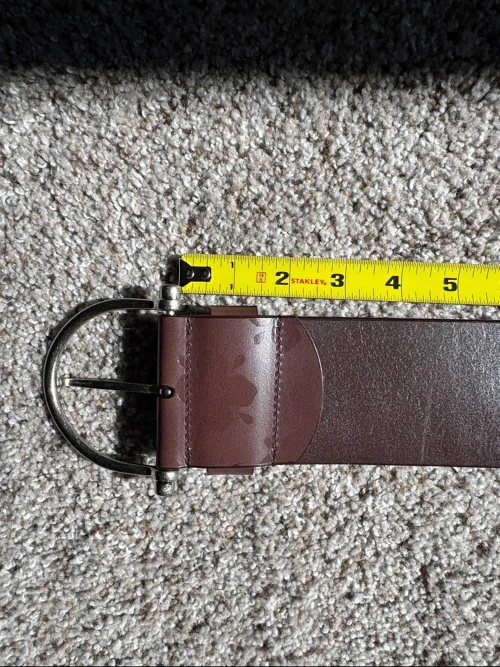 Laura Ashley Leather Wide Floral-Embossed Belt With Silver Tone Buckle
